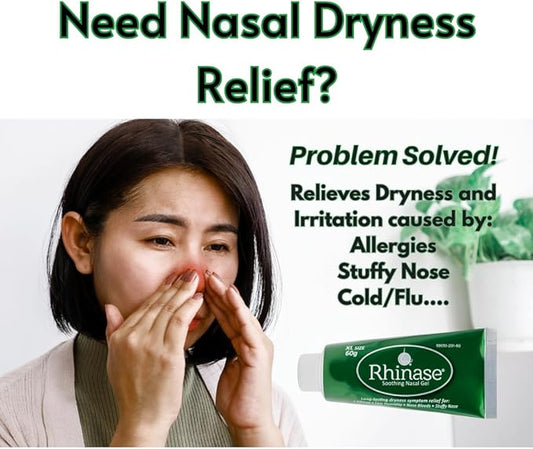 Rhinase Soothing Nasal Gel XL 60 g for Nasal Dryness from Allergy, Low Humidity, Nose Bleeds, Stuffy Nose...