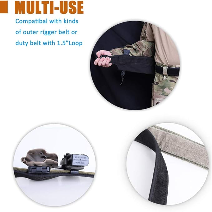 KRYDEX Hook Liner Inner Belt for Duty Belt 1.5" Tactcial Inner Belt Black