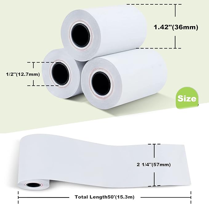 MFLABEL 2 14" x 50' Thermal Paper Cash Register POS Receipt Paper Credit Card Paper 5 Rolls