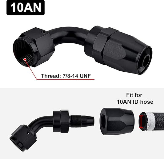 EVIL ENERGY 10AN Hose End Fitting 45 Degree Swivel for CPE Braided Hose Black