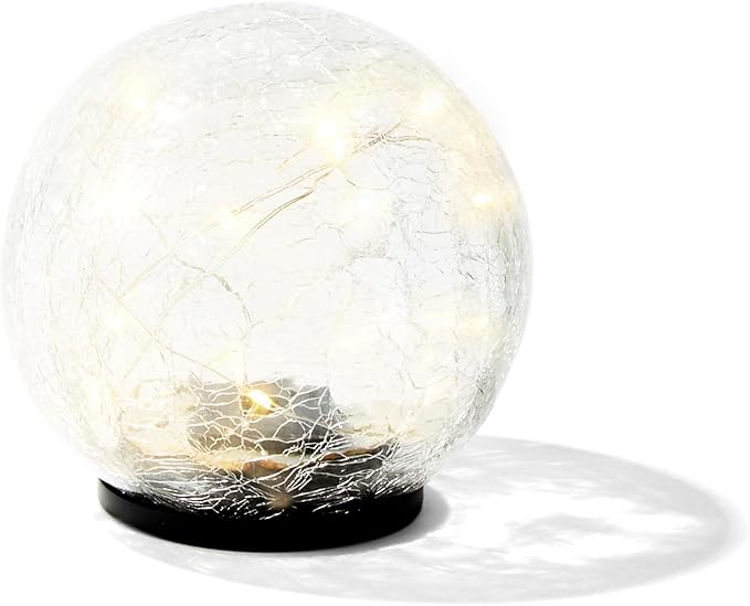 LampLust Solar Globe Lights Outdoor - 5 Inch Medium Lighted Gazing Ball with Decorative Crackle Finish, Landscape Lighting, Outdoor Solar Lights for Garden, Yard or Patio Decor