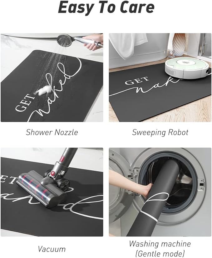 tchdio Bath Mat-Super Absorbent Quick Dry Bath Mats for Bathroom Floor Non Slip-Bathroom Mats with Rubber Backing-Ultra Thin Bathroom Rugs Fit Under Door, 17" x 24", Black