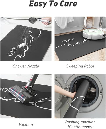 tchdio Bath Mat-Super Absorbent Quick Dry Bath Mats for Bathroom Floor Non Slip-Bathroom Mats with Rubber Backing-Ultra Thin Bathroom Rugs Fit Under Door, 17" x 24", Black