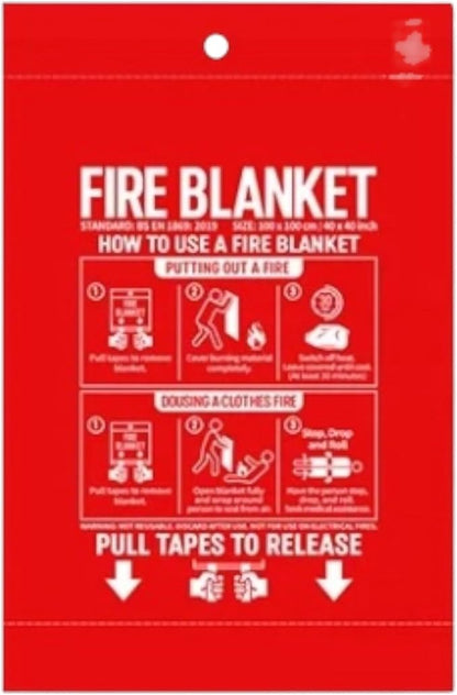 Fire Blanket, 1M x 1M (39.37in x 39.37in), EN-1869:2019 Standard