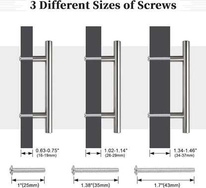 Gobrico 6 Pack 3 Inch (76mm) Hole Center Cabinet Pulls, Brushed Nickel Kitchen Cabinet Handles, T Bar Style Drawer Pulls, Stainless Steel Cabinet Handles, 5'' Overall Length