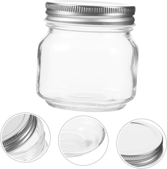 Unomor 3pcs Wide Mouth Jars Glass Honey Containers Airtight Storage Jars