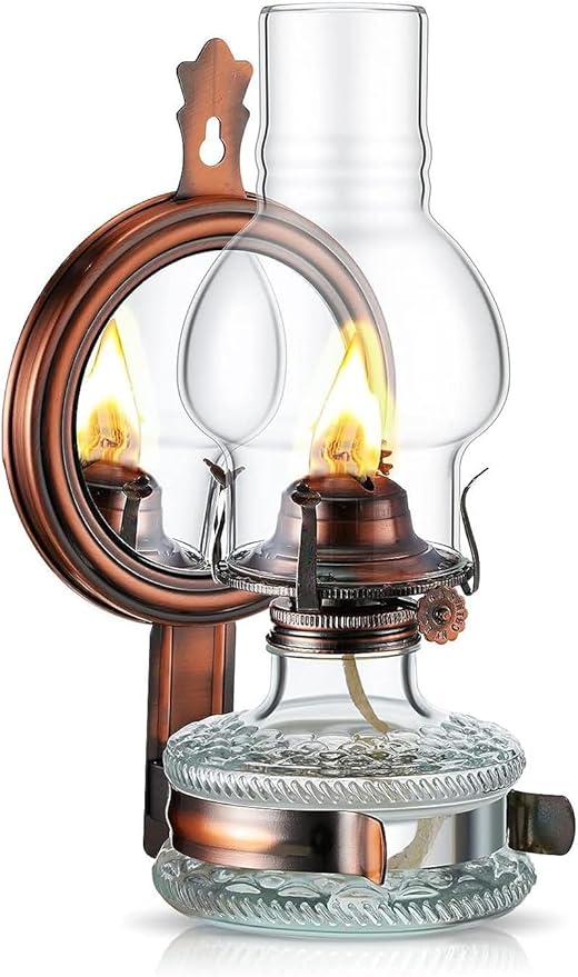 Glass Kerosene Lamp Portable Oil Lamp Lantern With Mirror- Large Capacity 300ml10oz Kerosene Lamp Rustic Wall Mounted IndoorOutdoor Camping Hurricane Lamp Home Decor Lighting Kerosene Horse Oil Lamp