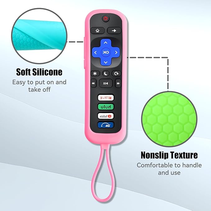 Silicone Protective Case for Roku Remote, Pack of 3 Universal Battery Cover Skin Sleeve Compatible with Roku Smart TV Steaming Stick Remote Controls (BluePinkGreen)