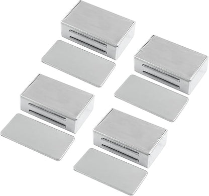 Waziaqoc 4 Pack Magnetic Door Catch, Stainless Steel Magnetic Latch with Adhesive, Ultra Thin Door Magnets, No Drilling Cupboard Magnetic Latches for Drawer Closet and Kitchen Cabinet