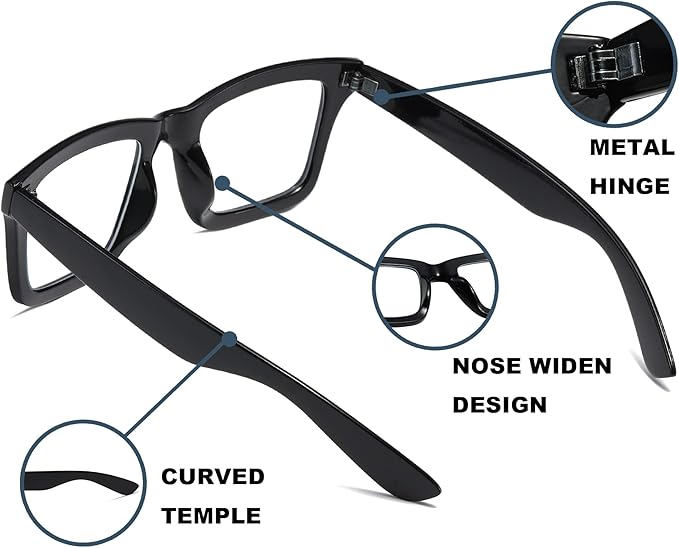 4 Pack Oprah Style Reading Glasses for Women Men Blue Light Blocking Computer Square Metal Spring Readers