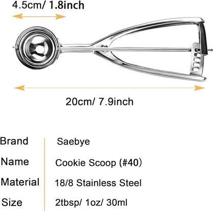 Medium Cookie Scoop, 2 Tbsp  30ml  1 oz, Size 40 Cookie Dough Scoop, Cookie Scoops for Baking, 1 2532 inches  4.5 CM Ball, 188 Stainless Steel, Secondary Polishing