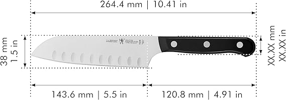 HENCKELS Solution Razor-Sharp Hollow Edge Santoku Knife 5.5 inch, German Engineered Informed by 100 Years of Mastery, BlackStainless Steel