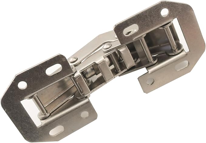 2PCS Medium Frameless Cabinet Door Concealed Hinge Silver Cold Rolled Steel 90 Degree Hinge Surface Mount Hinge for Cabinet and Bookcase