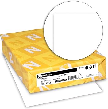 Neenah Paper 40311 Exact Index Card Stock, 90lb, 94 Bright, 8 12 x 11, White, 250 Sheets