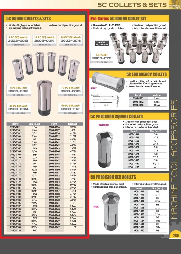 HHIP 3900-1129 5C Round Collet, 1/2"