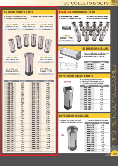 HHIP 3900-1129 5C Round Collet, 1/2"