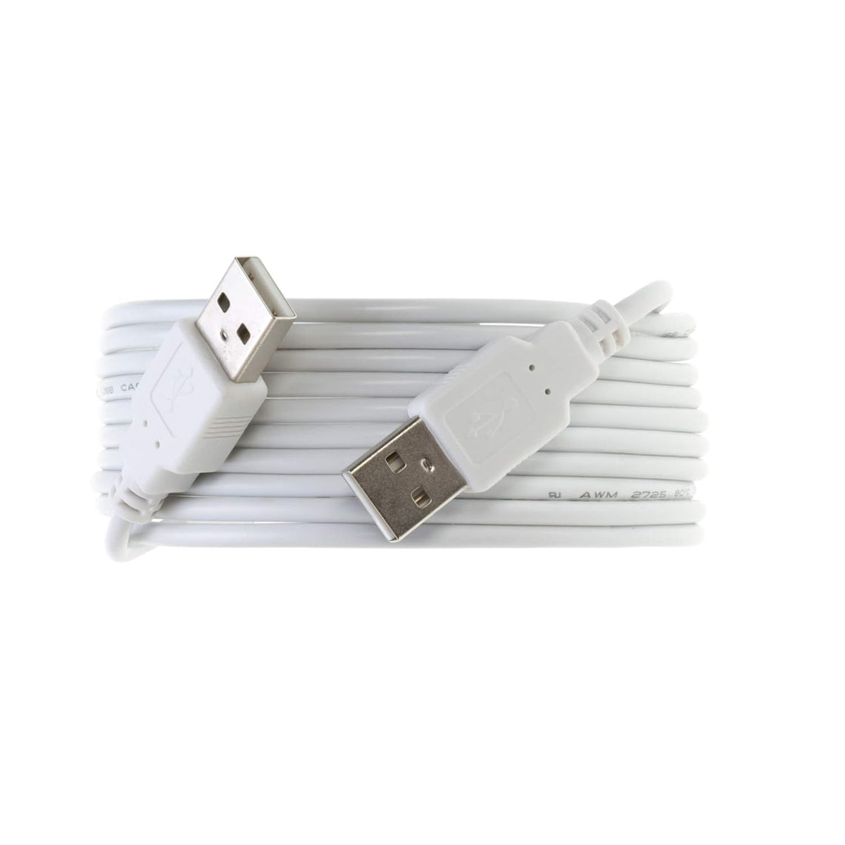 USB 2.0 Type Cable A Male to A Male Black/White 3Ft, 6Ft, 10Ft, 15Ft (3FT, White)