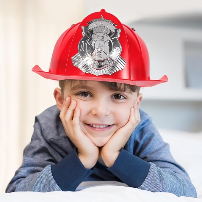 Fireman Helmet Plastic Hard Hat Fire Chief Helmet Firefighter Roleplay Costume Fireman Accessory for Cosplay Party Dress Up