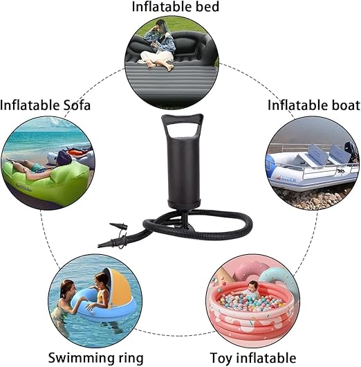 Air Hammer Inflation Pump  Heavy Duty Large Capacity Portable Manual Rapid Air Pump with Universal Adaptors 3 Nozzle for Outdoor, Swimming Ring, Mattress, Pool Floats, Inflatable Toys