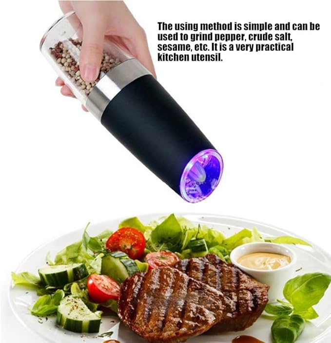 Topyond Pepper Grinder MultiFunctional Electric Grinding Tool Household Pepper Mill Spice Seasoning Grinder Suitable for Kitchen Restaurant Use(Black)