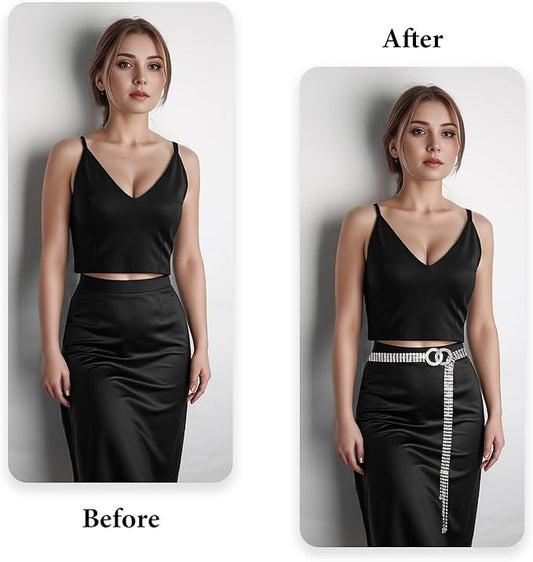 Heliltd Rhinestone Chain Belt with Adjustable Crystal Waistband for Dress  Jeans