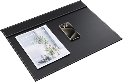 Ultra-Smooth PU Leather Desk Pad & Mat Office Desk Drawing & Writing Board A3/ A4 File Paper Clip Table Protector Mat on Top Large 24''x18'' (Black) (Item has minor cosmetic scratches)