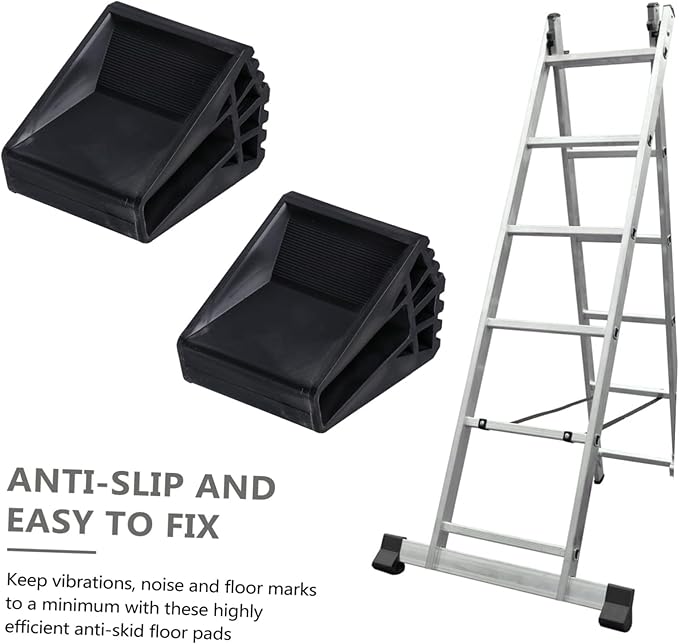 2pcs Floor Mat Foot Pads Folding Ladder Ladders Stepper Shoe Feet Non Bumper Construction Furniture Legs Office Chair Mat for Hard Floor Ladder Pads Ladder Rest Mats Black Rubber WATIIFUFU