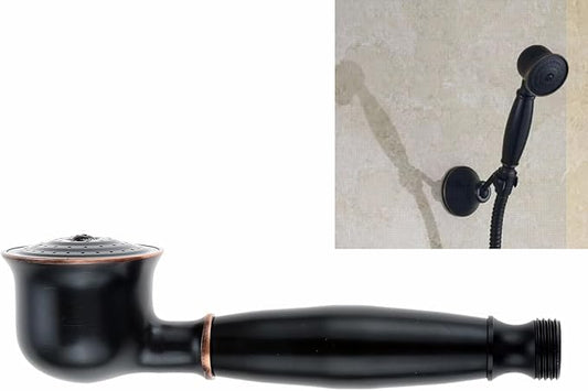 dophee Retro Style G1/2 Connector Brass Hand Shower Head, Nostalgic Telephone Style Fits Most Shower Hose (17cm Long, 5cm Head Diameter), Black