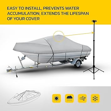 Seal Skin Boat Cover Support Pole with Straps Adjustable Height from 29" to 56" Telescoping Support System with Aluminum Tripod Base Poles for Jon Boat Pontoon Boat Cover Marine Grade