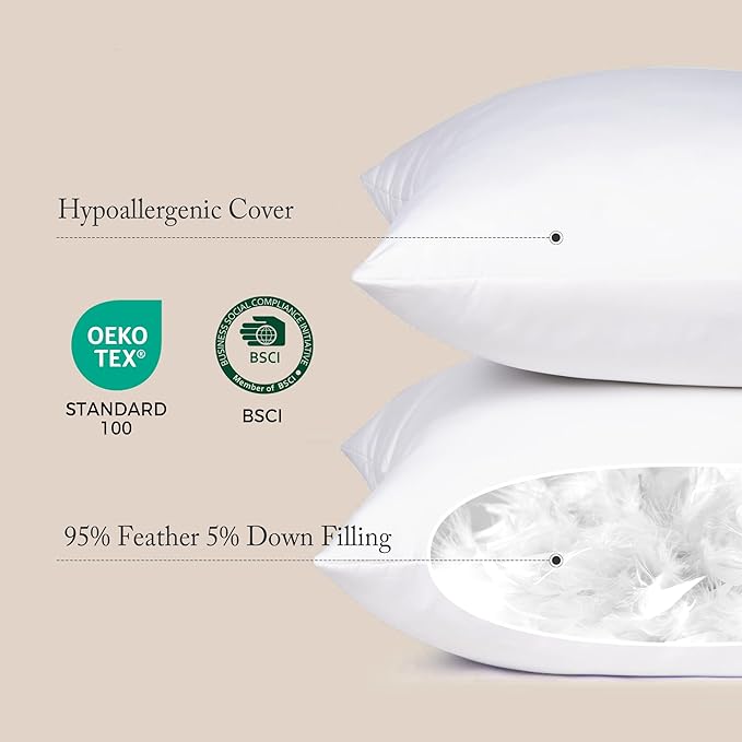 puredown 24x24 Feather Down Pillow Insert, 1 Pack Throw Pillow Insert for Couch, Chairs, Office, Apartments