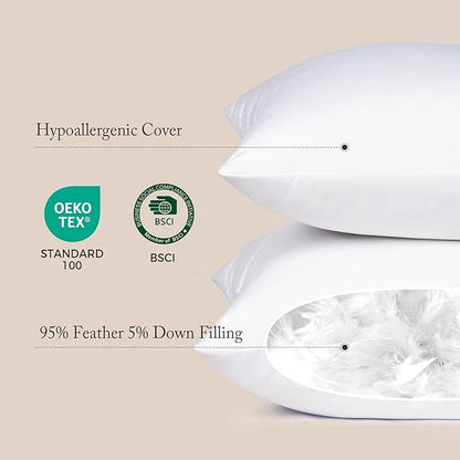 puredown 24x24 Feather Down Pillow Insert, 1 Pack Throw Pillow Insert for Couch, Chairs, Office, Apartments