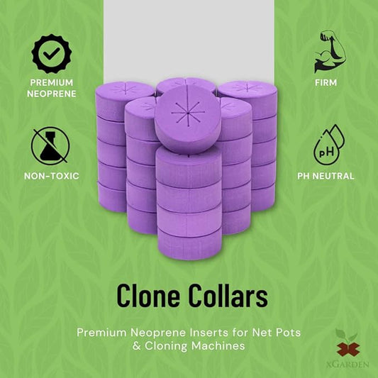 xGarden Neoprene Clone Collars - 30 Pack Cloning Collars, 2" Inch, Purple - DIY Foam Cloner Inserts for Net Pots, Hydroponics, Aeroponics
