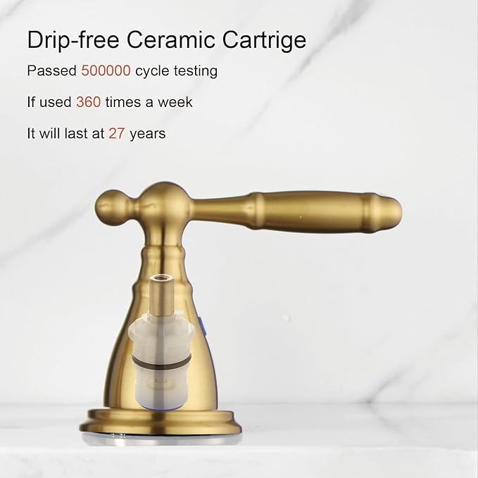 RKF Faucet- Replacement Lever Handles with Valve Faucet Accessory Faucet Parts Faucet Kit Brushed Gold W013