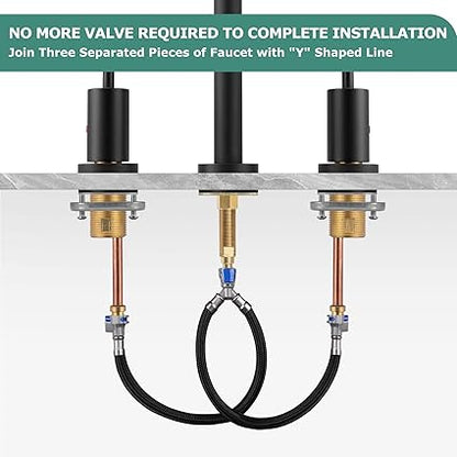 Replacement Quick Connect Hose Hot  Cold Water Mixer Line for PARLOS Widespread Faucet with Snap-in Fast Lock, 2102601
