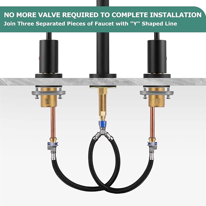15.75 Inch Extended Quick Connect Hose Hot  Cold Water Mixer Line with Snap-in Buckle for PARLOS Widespread Faucet Roman Tub Filler, 2109301