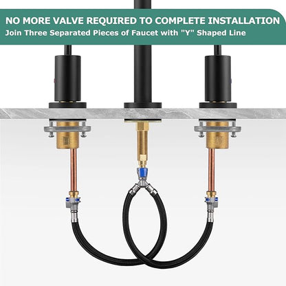 15.75 Inch Extended Quick Connect Hose Hot  Cold Water Mixer Line with Snap-in Buckle for PARLOS Widespread Faucet Roman Tub Filler, 2109301