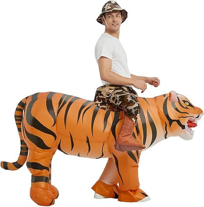 GOOSH Inflatable Tiger Costume for Adult Halloween Costume Women Man Funny Blow up Costume for Halloween Party Cosplay