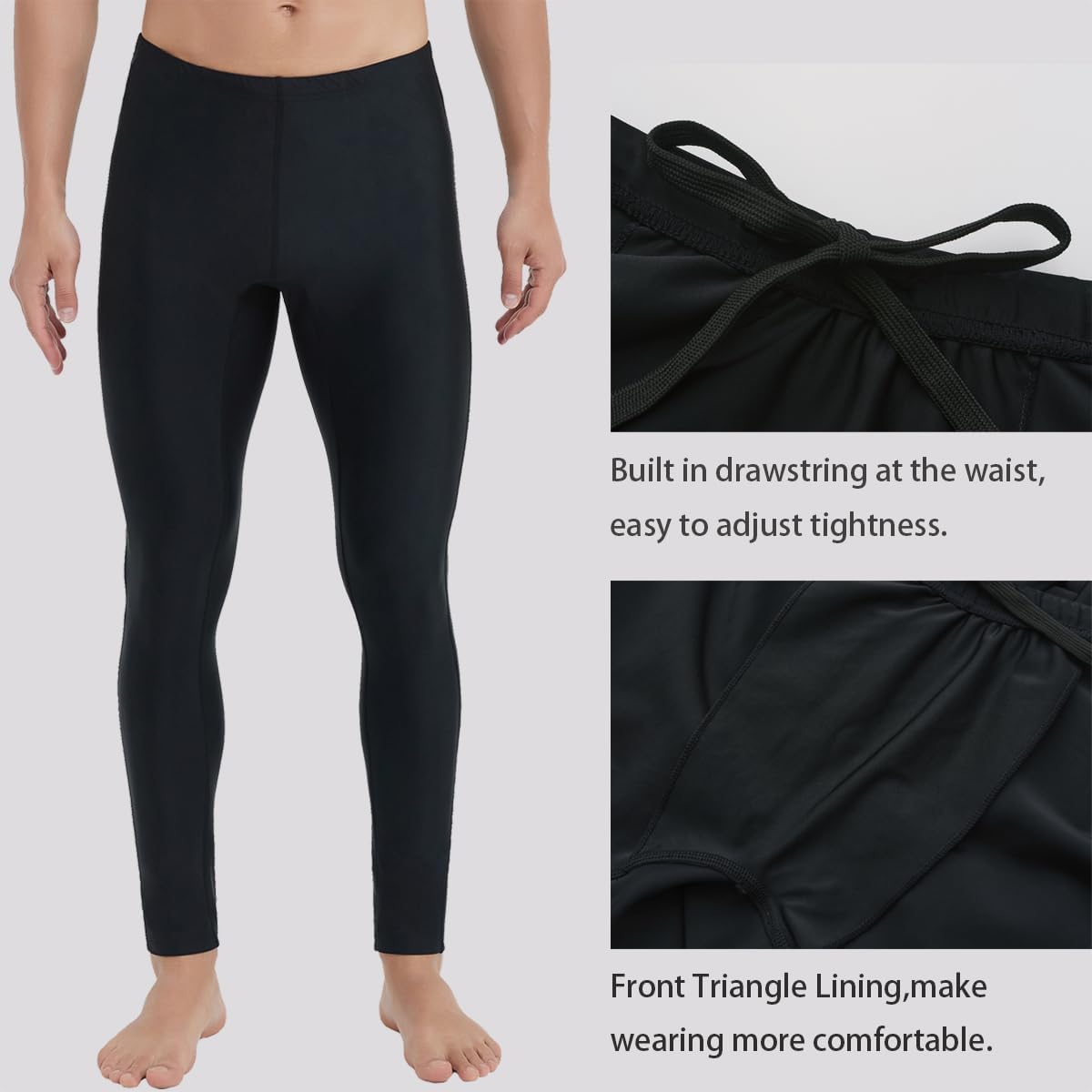 Ubestyle UPF 50+ Men's Active Surfing Water Leggings Swim Pants Swim Tights Beach Pants Sun Protective.