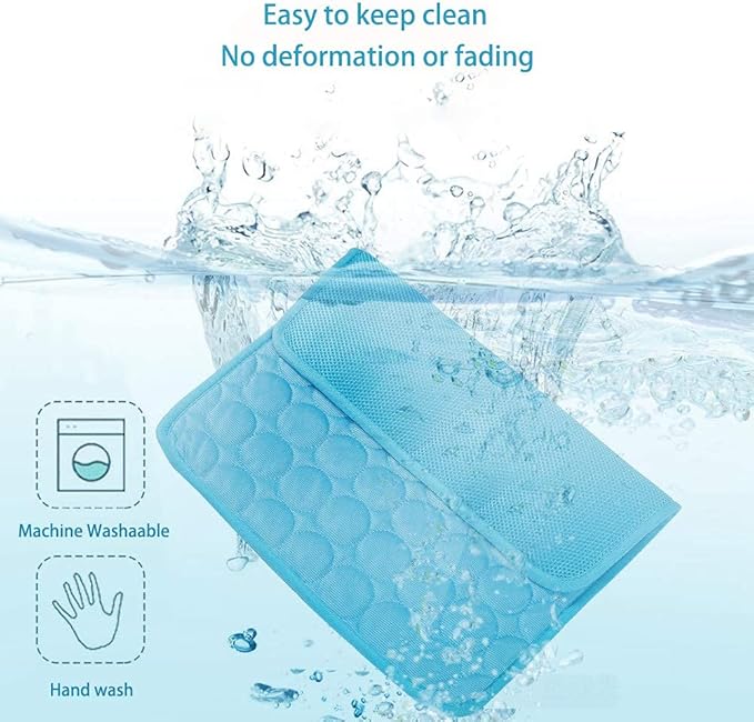 MICROCOSMOS Summer Cooling Mat  Sleeping Pad- Water Absorption Top, Materials Safe, Easy Carry, EZ Clean. Keep Cooling for Pets(Blue, 28" x 22")