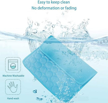 MICROCOSMOS Summer Cooling Mat  Sleeping Pad- Water Absorption Top, Materials Safe, Easy Carry, EZ Clean. Keep Cooling for Pets(Blue, 28" x 22")
