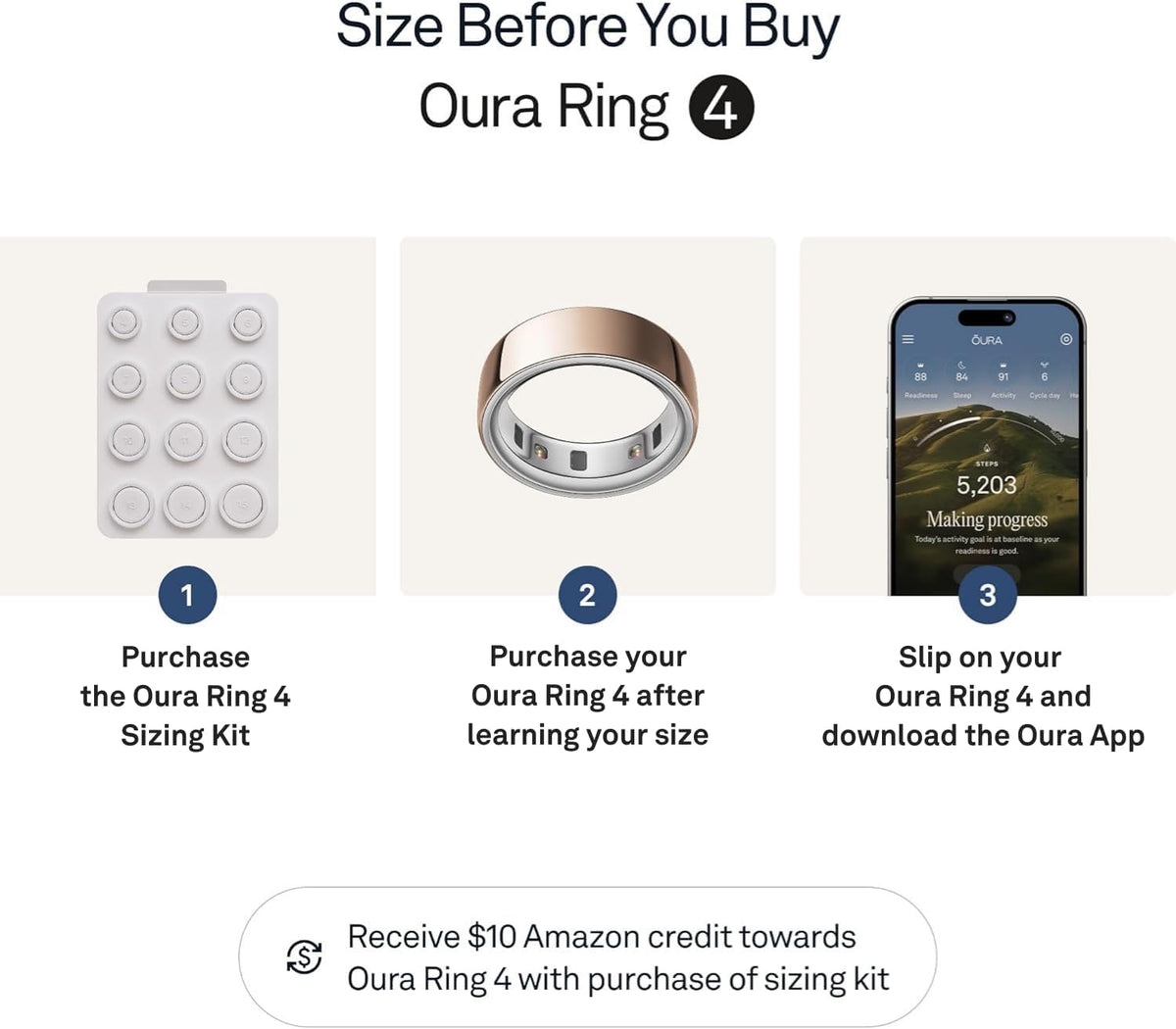 Oura Ring 4 - Rose Gold - Size 6 - Sleep, Activity, Women’s Health, AI Advisor, Up to 8 Days of Battery Life, Size Before You Buy, Android & iOS Compatible