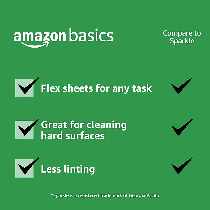 Basics 2-Ply Flex-Sheets Paper Towels, 2 Basics Rolls  5 Regular Rolls, Everyday Value with 150 Sheets per Roll
