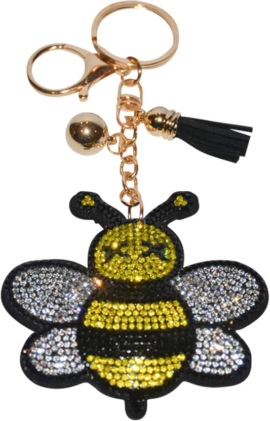 Popfizzy Bumble Bee Keychain for Women and Girls Backpack Charms Rhinestone Purse Charms for Handbags