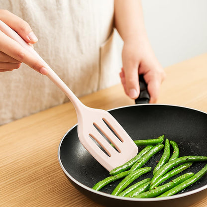 Nonstick Silicone Cooking Spatula, Heat Resistant Stir Fry Turner, One-Piece Food Grade Spatula for Kitchen Use (Taupe-light brown)