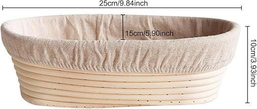 Bread Basket-Sourdough Proofing Basket-Proofing Basket-9.8 inch Oval Proofing Bowl with Liner for Home Baker Baking Tool Kits (Oval)