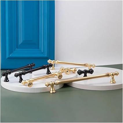 YEJIANGHUA Zinc Alloy Cabinet Door Handles Gold Black Knobs Antique Drawer Pulls Vintage Kitchen Cupboard Handle Wardrobe Pull Hardware Natural(Black-192mm)