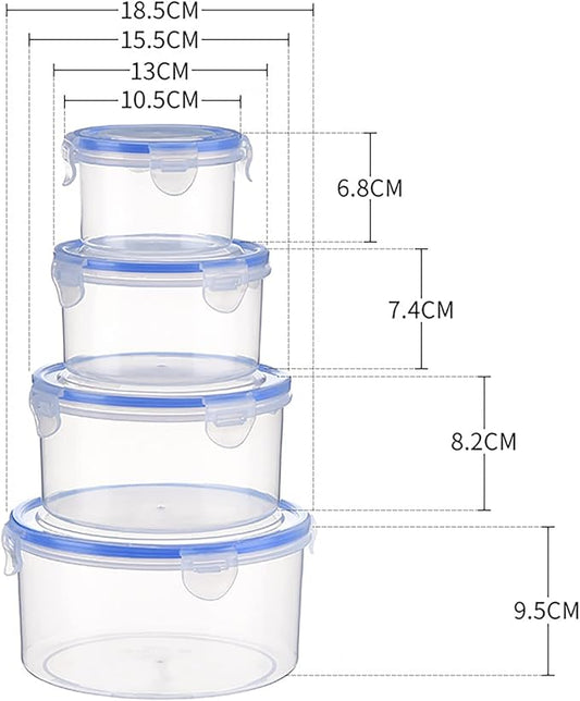 Rehomy 4pcs Meal Prep and Food Storage Container Set Easy Snap Lock Plastic Containers for Food Storage Meal Prep