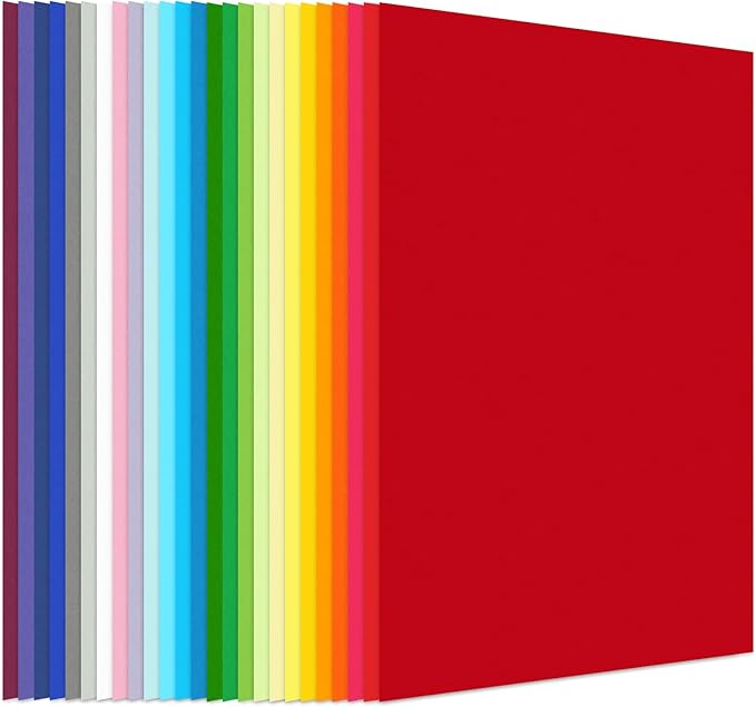 Koogel 50 Sheets Colored Cardstock Paper, Includes 40 Sheets 120gsm and 10 Sheets 250gsm Construction Paper for DIY Crafts Scrapbook