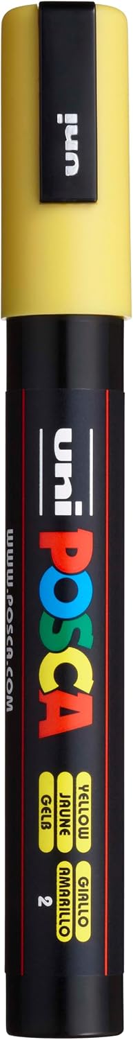 uni POSCA PC-5M Water-Based Paint Markers, Reversible Medium Tip (1.8-2.5mm), Yellow