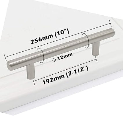 Gobrico 5 Pack Brushed Nickel Cabinet Handles,7-12" Inch Hole Centers,10 Inch Total Length,Satin Nickel Drawer Pulls,Modern Cabinet Hardware